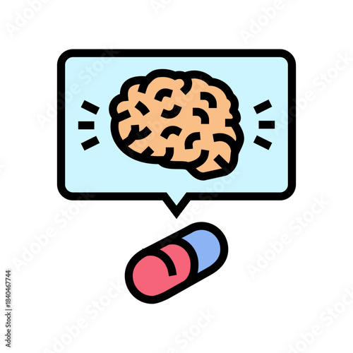 nootropic pill capsule color icon vector illustration
