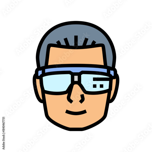 biohacker wearing smart glasses color icon vector illustration
