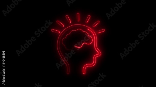 Wallpaper Mural neon brain icon animation on black background. Glowing neon brain outline illustration intelligence. Futuristic Digital Design Symbol of Intelligence and Mind
 Torontodigital.ca