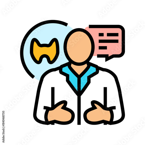 patient consulting endocrinologist color icon vector illustration
