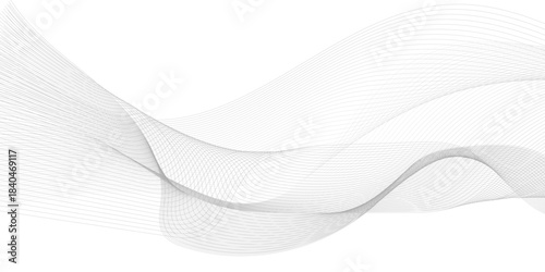 Abstract wavy and curve line on transparent background. Gray curved line for banner design and frequency sound wave line. Future technology concept.