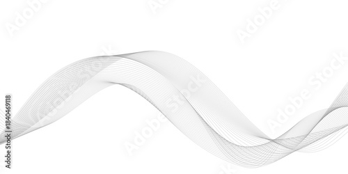 Abstract wavy and curve line on transparent background. Gray curved line for banner design and frequency sound wave line. Future technology concept.
