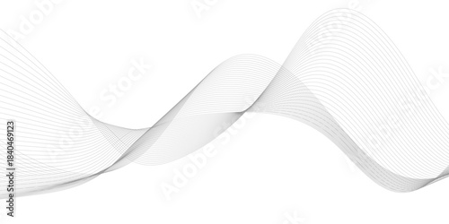 Abstract wavy and curve line on transparent background. Gray curved line for banner design and frequency sound wave line. Future technology concept.