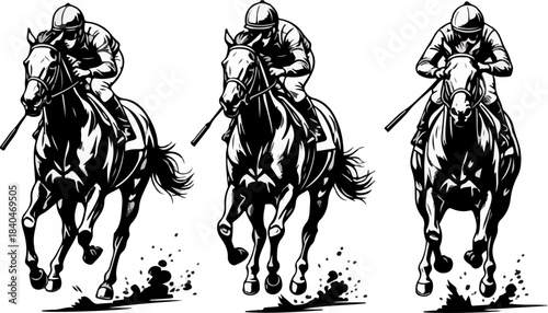 Triple Horse Racing Silhouette Power