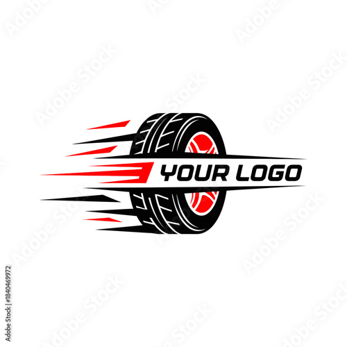 Dynamic racing wheel with streaks and customizable logo space for branding