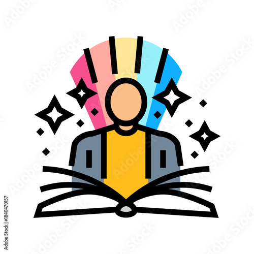 person reading enhanced memory color icon vector illustration