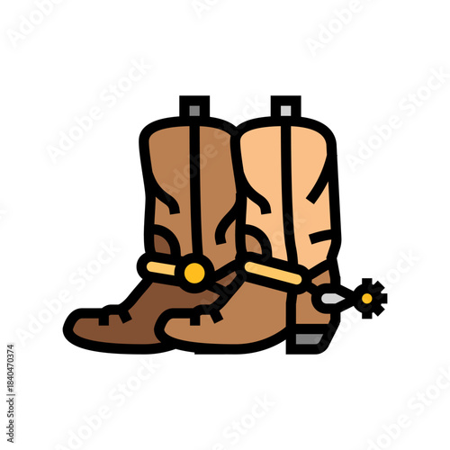pair of leather boots spurs color icon vector illustration