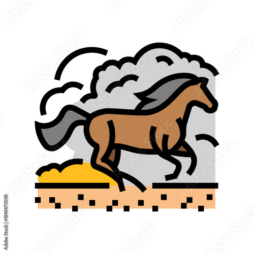horse kicking up dust color icon vector illustration