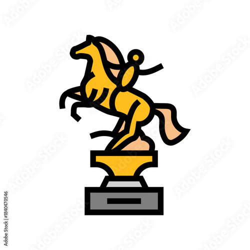 trophy rodeo emblem color icon vector illustration