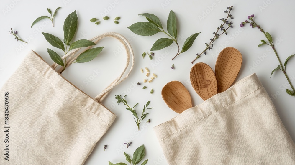 Obraz premium 에코 라이프스타일 플랫레이