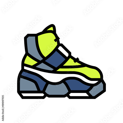 techwear boots reinforced soles color icon vector illustration