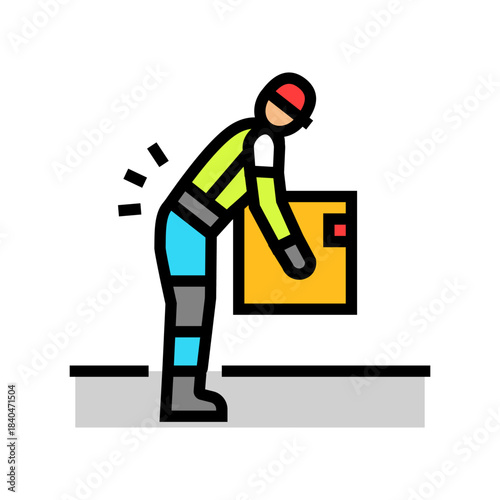 worker back pain from lifting color icon vector illustration
