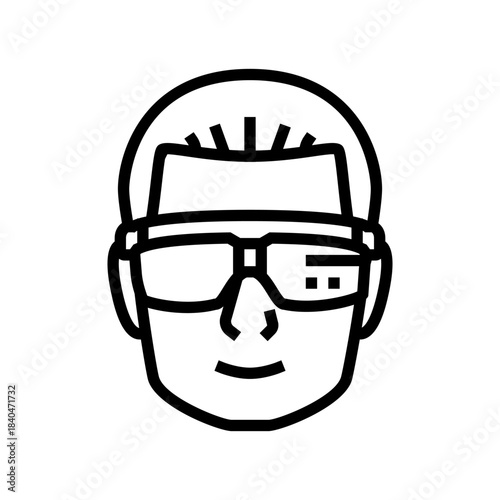biohacker wearing smart glasses line icon vector illustration