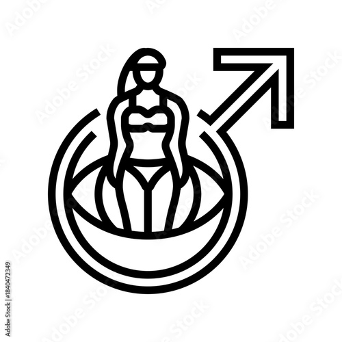 male gaze line icon vector illustration