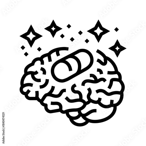 memory enhancement pill line icon vector illustration