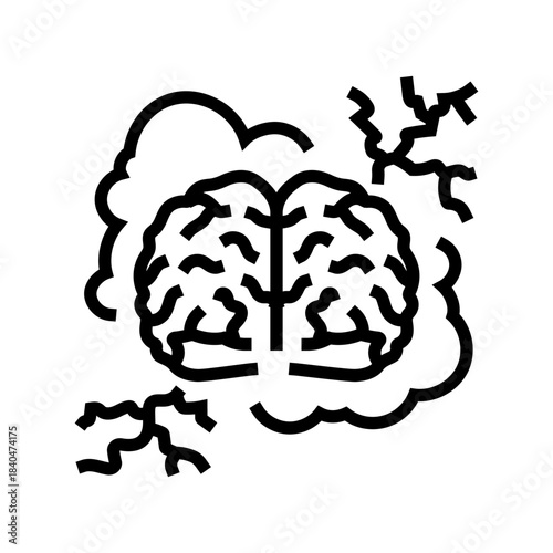 brain lightning bolt for stimulation line icon vector illustration