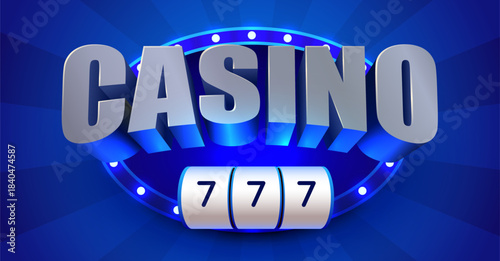 Casino Jackpot 777 Slot Machine Banner.