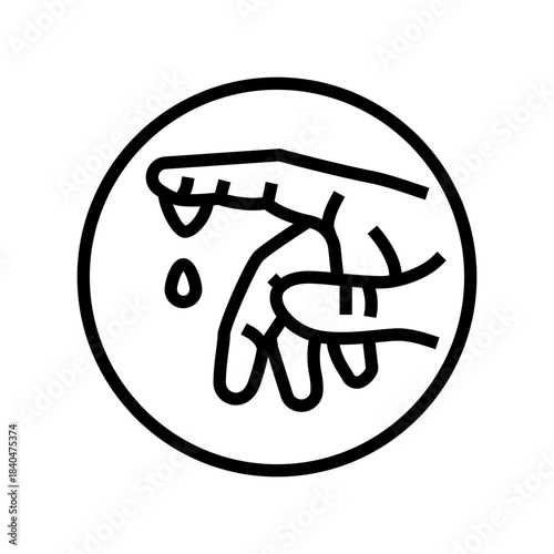 cut finger blood drop line icon vector illustration