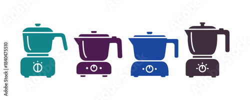 User-friendly Electric Chocolate Melter featuring 4 different styles. Vector illustration.


