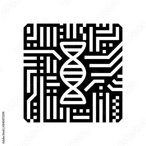 dna helix circuit pattern glyph icon vector illustration