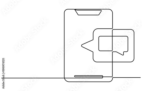 One continuous line art drawing of Speech bubble vector illustration. Communication chat messenger linear vector line symbol. Dialog cloud, chat bubble concept outline line design