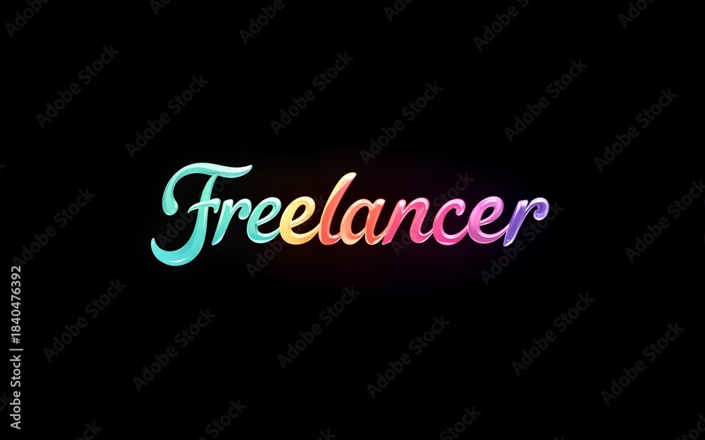Obraz premium Freelancer colorful word on a black background. High quality