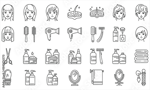 Hair Care Products Display, Beauty, Salon, Illustration, Modern Environment, Top View, Aesthetic Essentials