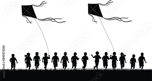 Black silhouette illustration of a police officer in uniform with a baton and handcuffs standing next to a suspect with hands raised, symbolizing law enforcement, arrest, and authority vector art.