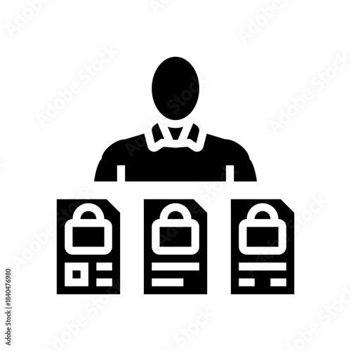 person holding multiple job offer letters glyph icon vector illustration