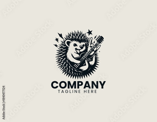 Rocking Hedgehog black vector logo illustration