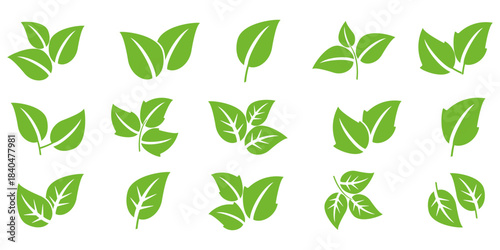 Leaf vector symbol, leaf illustration or leaf emoji in flat style. Spring leaf design, ecological nature theme.