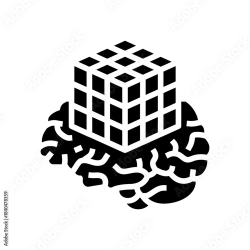 brain training game glyph icon vector illustration