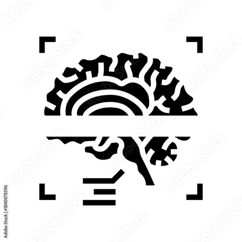 brain biometric scanner glyph icon vector illustration