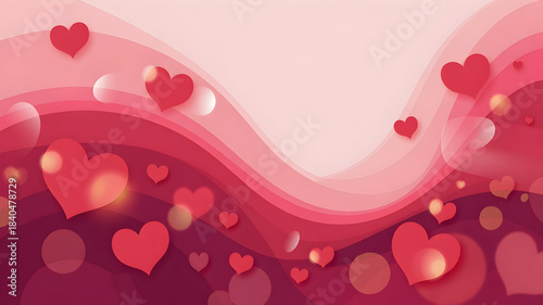 Abstract background of swirling red hearts with blurred shapes for valentine s day