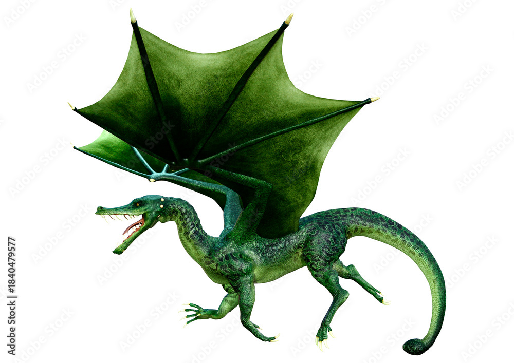 Fototapeta premium 3D Rendering Fairy Tale Dragon on White