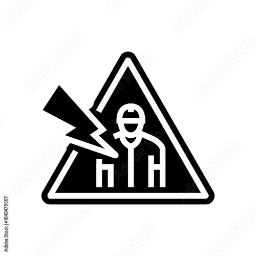 electrical shock hazard glyph icon vector illustration