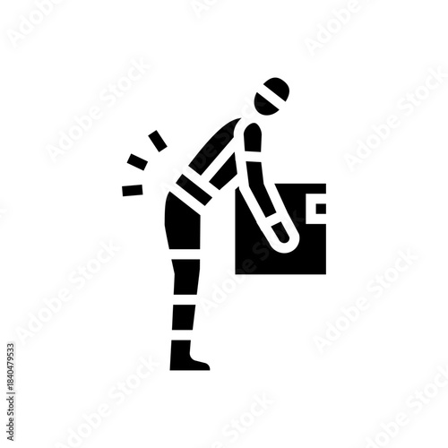 worker back pain from lifting glyph icon vector illustration