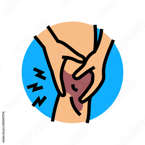 bodybuilder holding injured knee color icon vector illustration