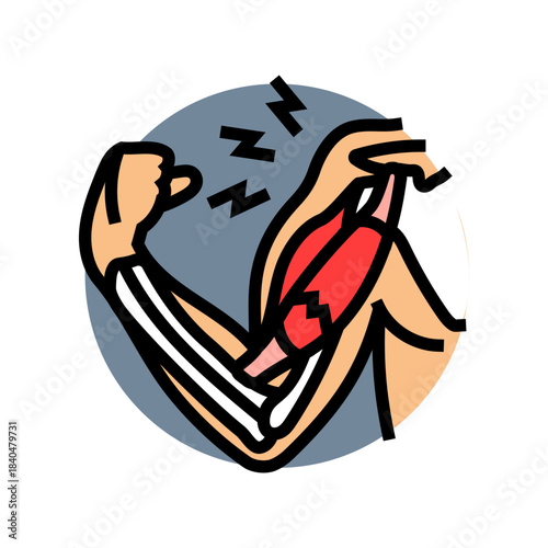 arm muscle tear illustration color icon vector illustration