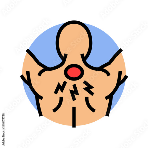 neck strain in bodybuilder color icon vector illustration