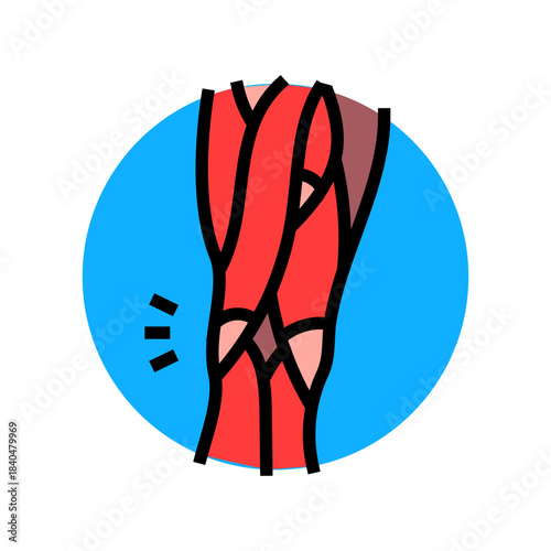 strained hamstring muscle color icon vector illustration