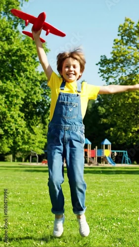 Wings of imagination unfold with Happy little boy child aviator effect children playing style featuring childhood wonder,