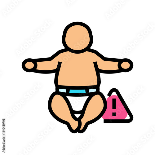 childhood obesity color icon vector illustration