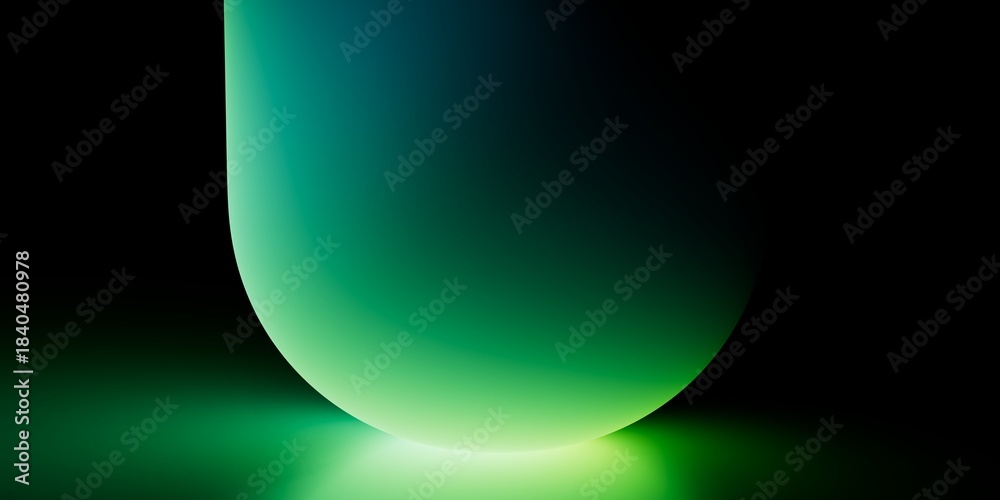Naklejka premium abstract minimalist neon background with green gradients. 3d render illustration.
