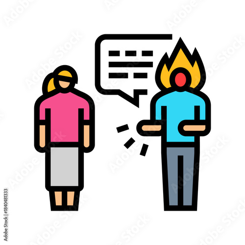 jealousy couple color icon vector illustration