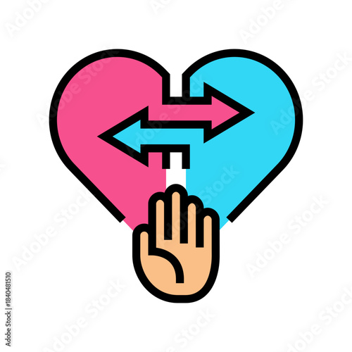 emotional distance couple color icon vector illustration