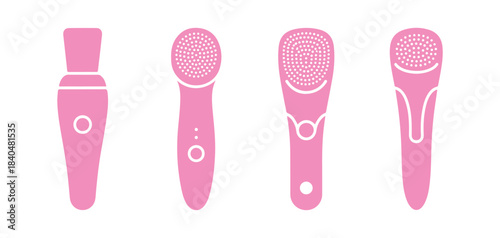 Basic ultrasonic skin scrubber spatula featuring four distinct designs. Vector illustration


