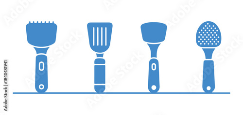 User-friendly ultrasonic skin scrubber spatula with 4 varied designs. Vector illustration

