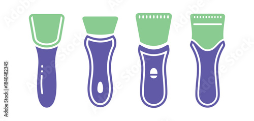 Simple ultrasonic skin scrubber spatula featuring 4 unique designs. Vector illustration
