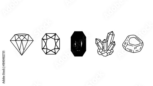 Minimalist black and white illustration showing a guitar neck with a wrench and string roll, representing instrument repair, beside two blank rectangular boxes.